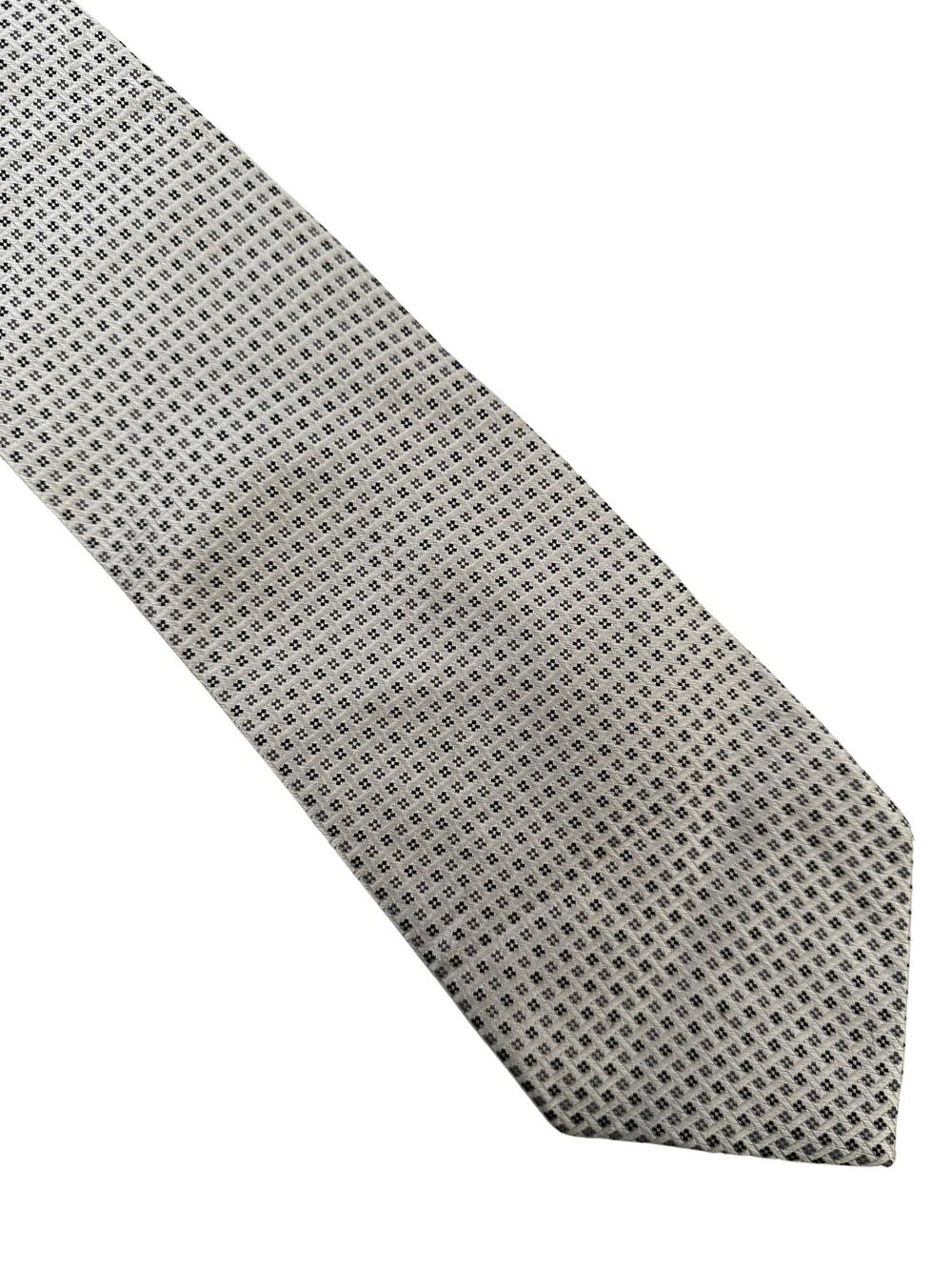 Vintage White and Black Silk Necktie from Pronto Uomo